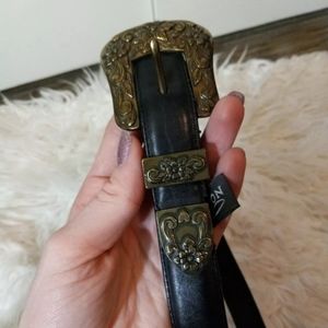 BRIGHTON Waist Belt * LEATHER* Brass Buckle * VINTAGE ~ Size XS/S